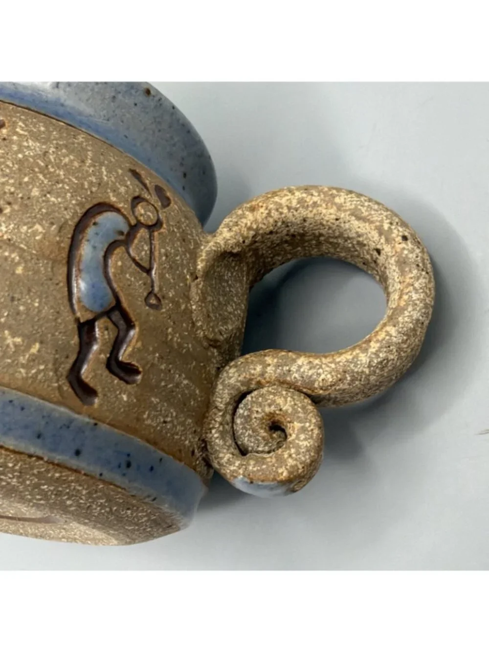 Kokopelli Stoneware Studio Pottery Mug Southwest Style Signed RAB Blue Rustic